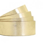 DQ Lederband flach 20mm metallic crunch Light gold